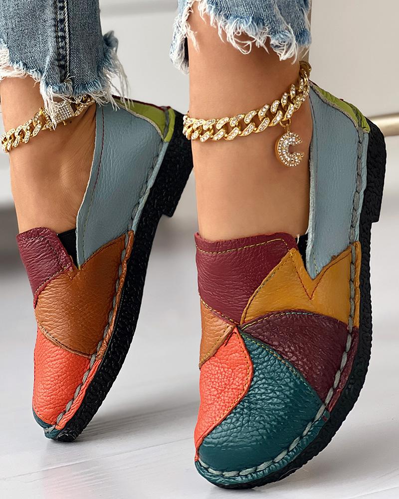 Colorblock Slip-on Work PU Loafers