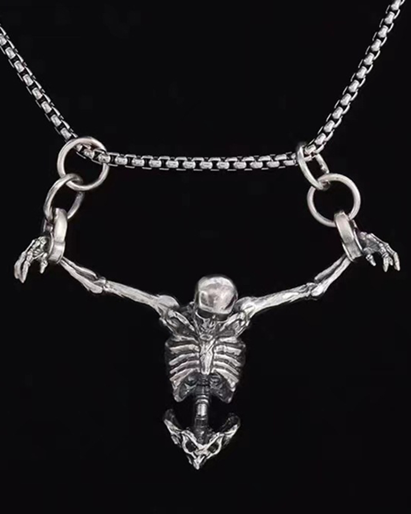 1pc Halloween Hanging Skeleton Pendant Necklace