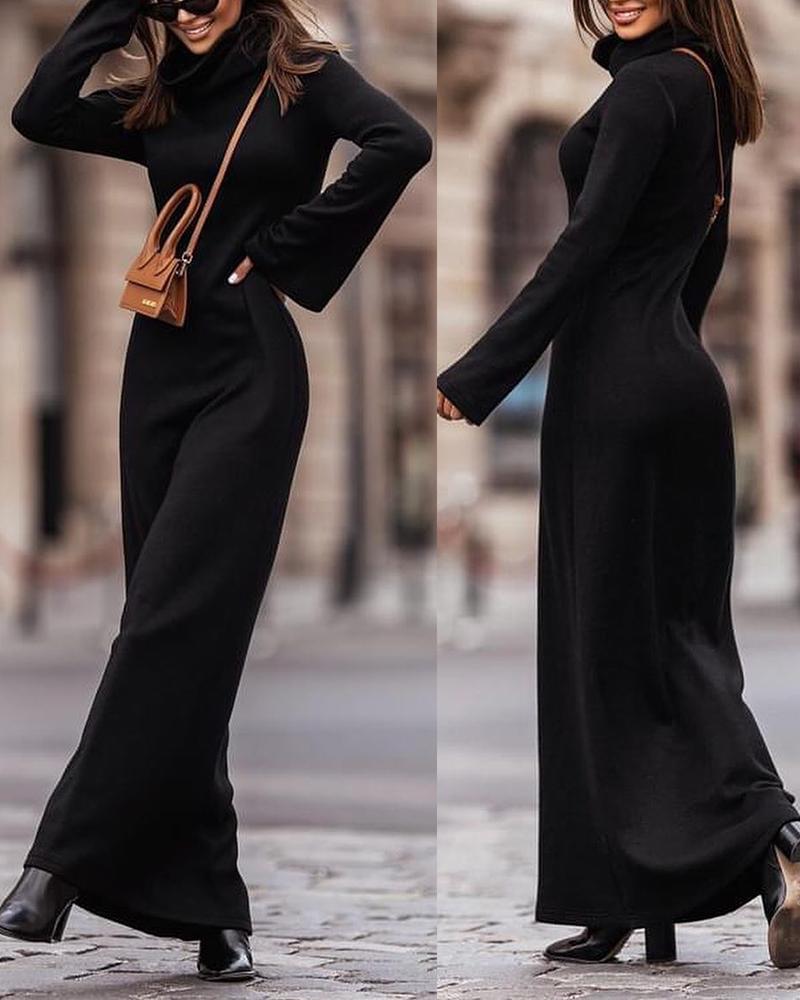 Maxi Dresses  ChicMe High Neck Bell Sleeve Maxi Dress
