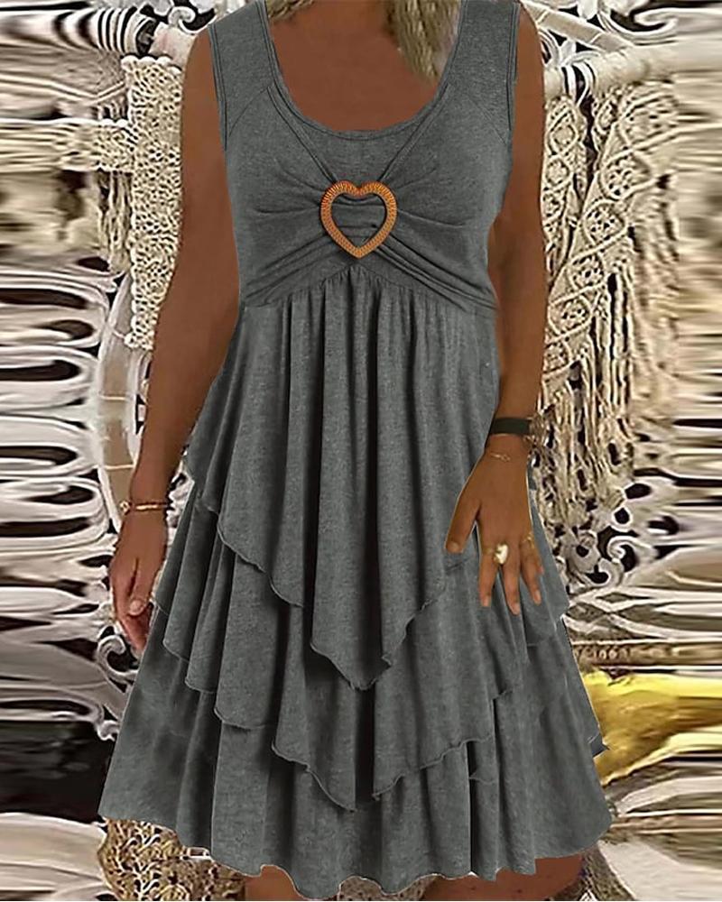 Heart-Ring Decor Sleeveless Layered Dress