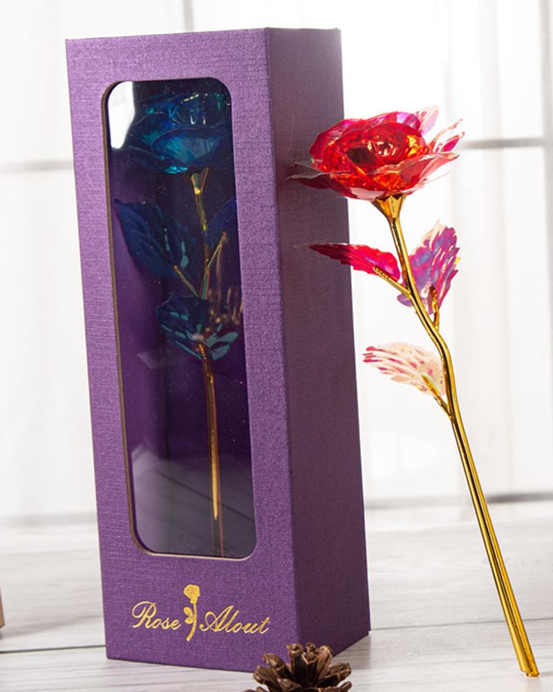 Artificial Floral  ChicMe 1pc Mother's Day Girlfriend Wedding Guest Birthday Gift Golden Foil Flower Artificial Rose