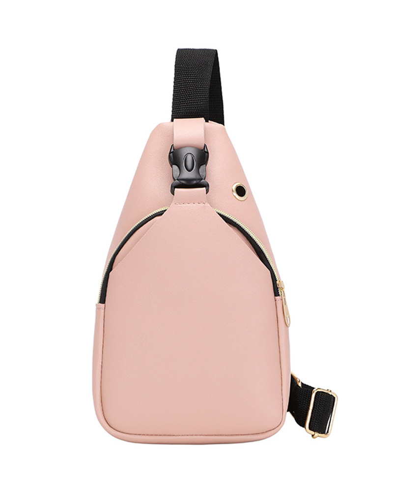 Graphic Plaid Print Zipper Design Shoulder Bag
