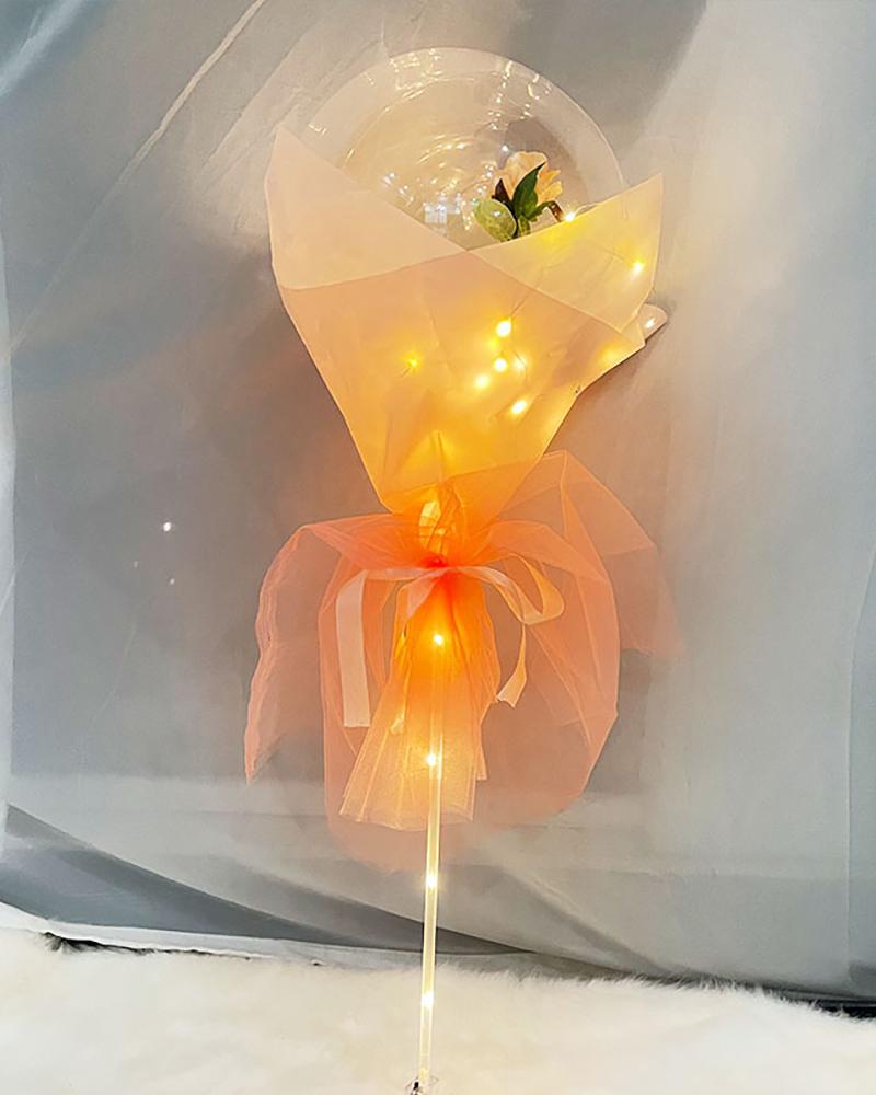 Valentine's Day Gift Rose Flower Bouquet Luminous Bobo Balloon With LED Lights