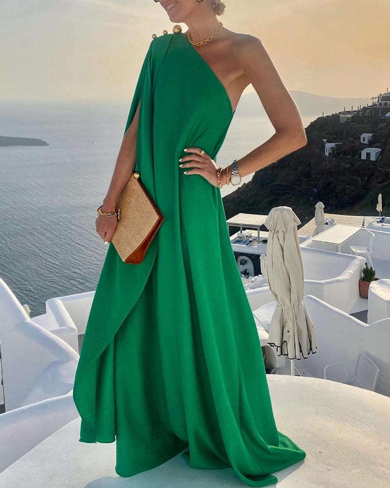 One Shoulder Ruched Maxi Dress