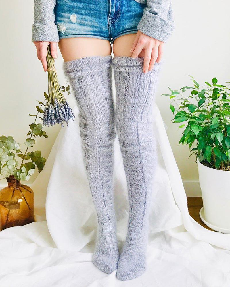 1Pair Over The Knee Thermal Knit Socks