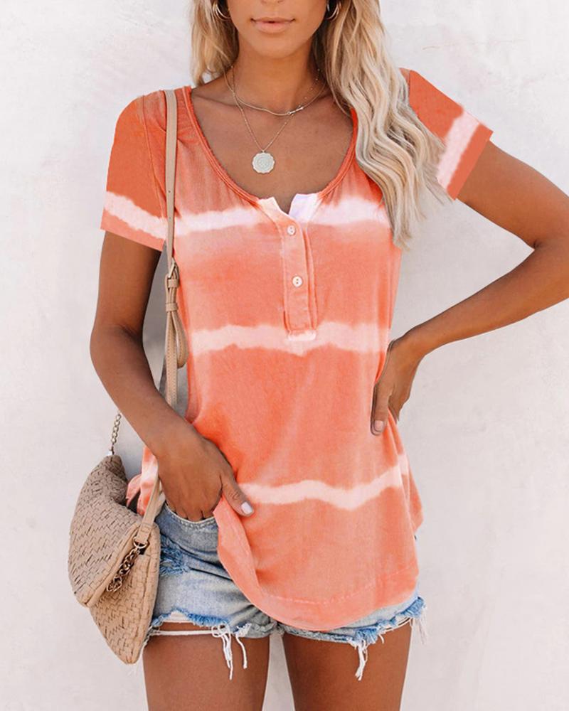 Tie Dye Print Short Sleeve Top