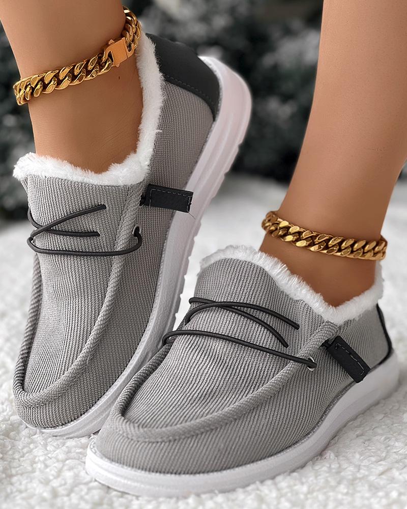 Lace-up Ankle Boots Fuzzy Lined Bootie Loafers