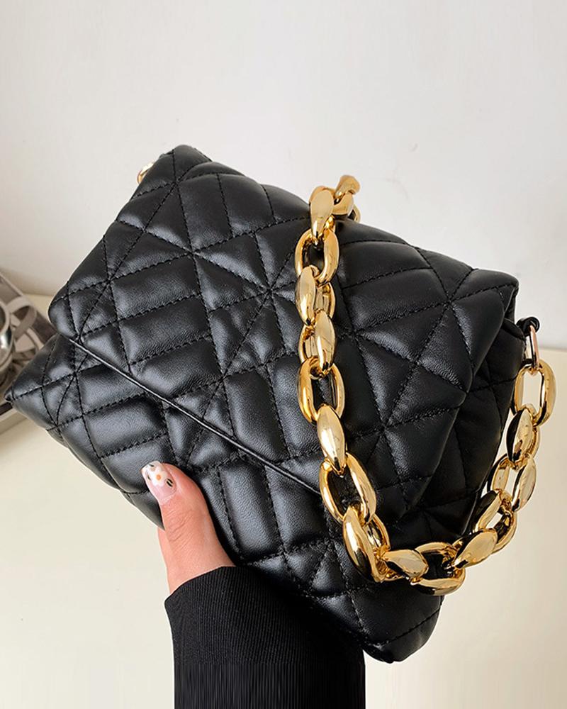 Quilted Chain Strap Flap Shoulder Bag