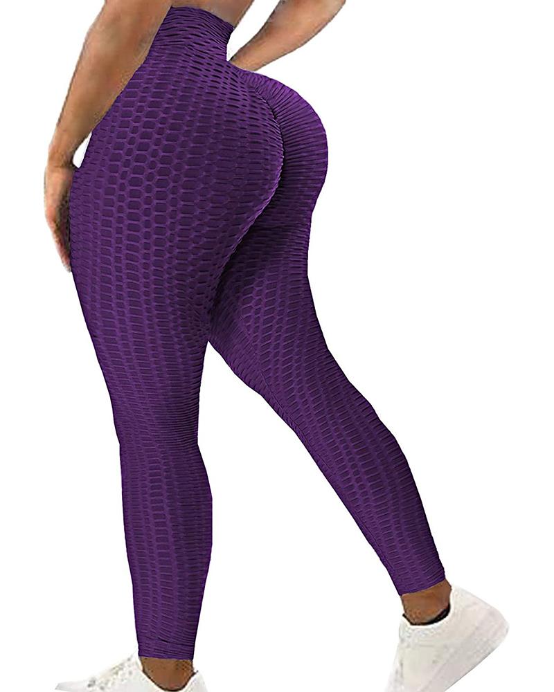 High Waisted Bubble Textured Butt Lifting Scrunch Yoga Leggings