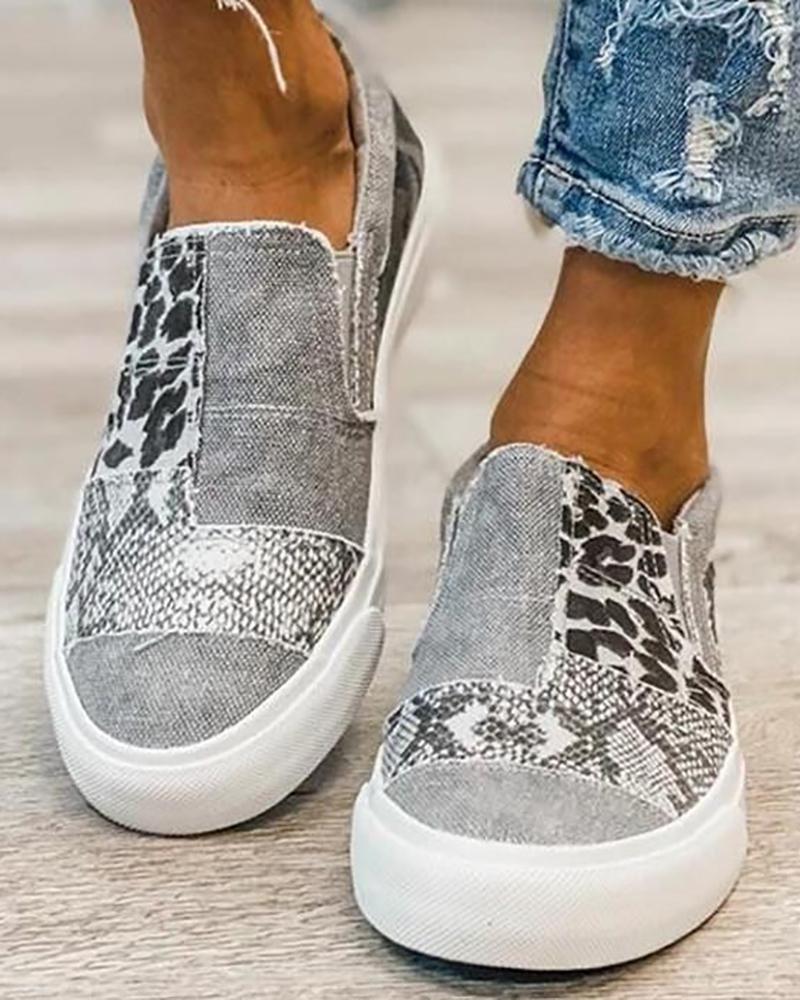 Snakeskin Cheetah Slip On Canvas Sneakers