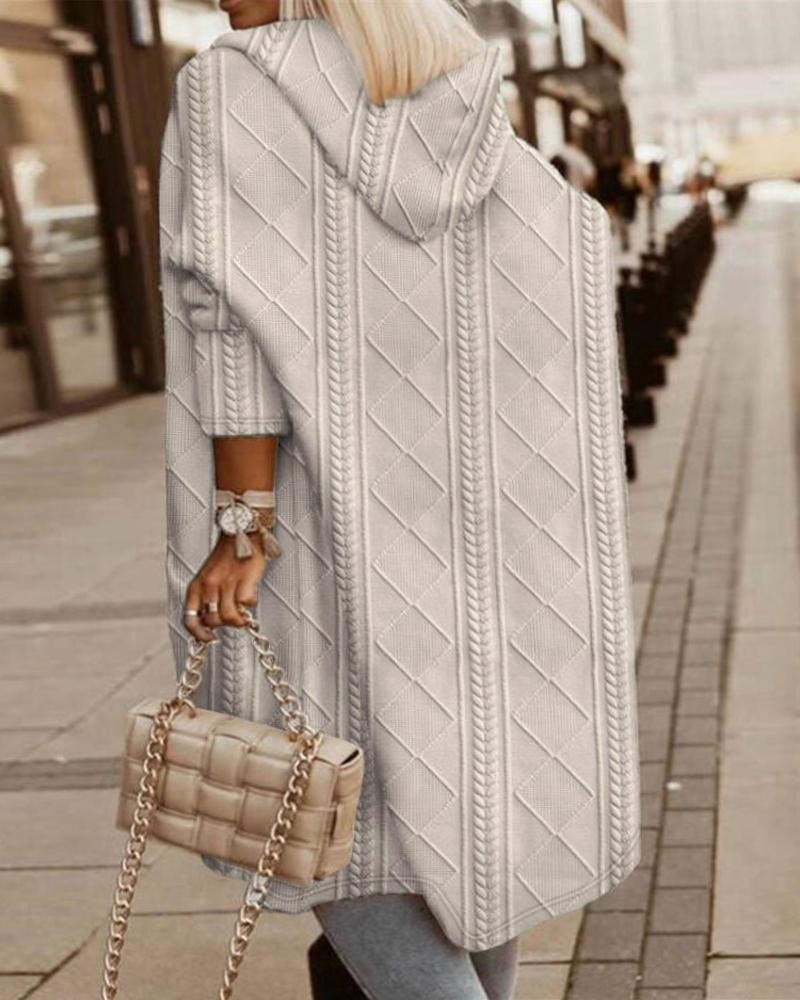 Jackets&Coats Plus Size Hooded Wheat Textured Coat