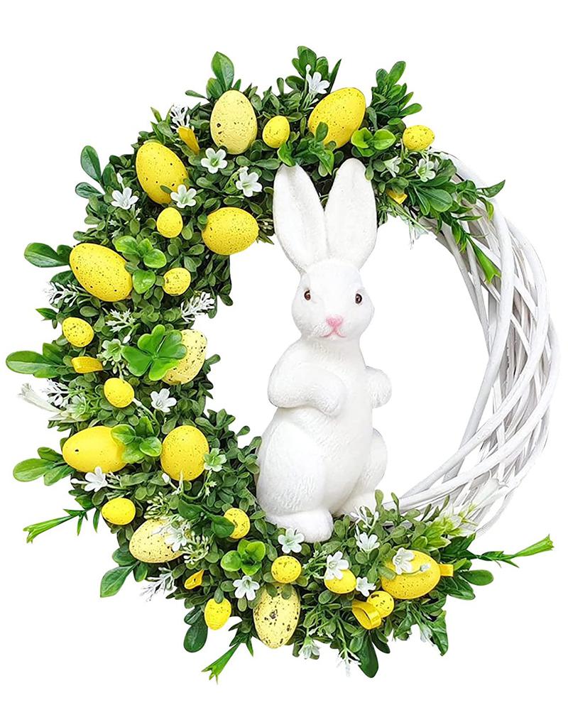 1pc Easter Bunny Eggs Wreath Shaped Hanging Decoration