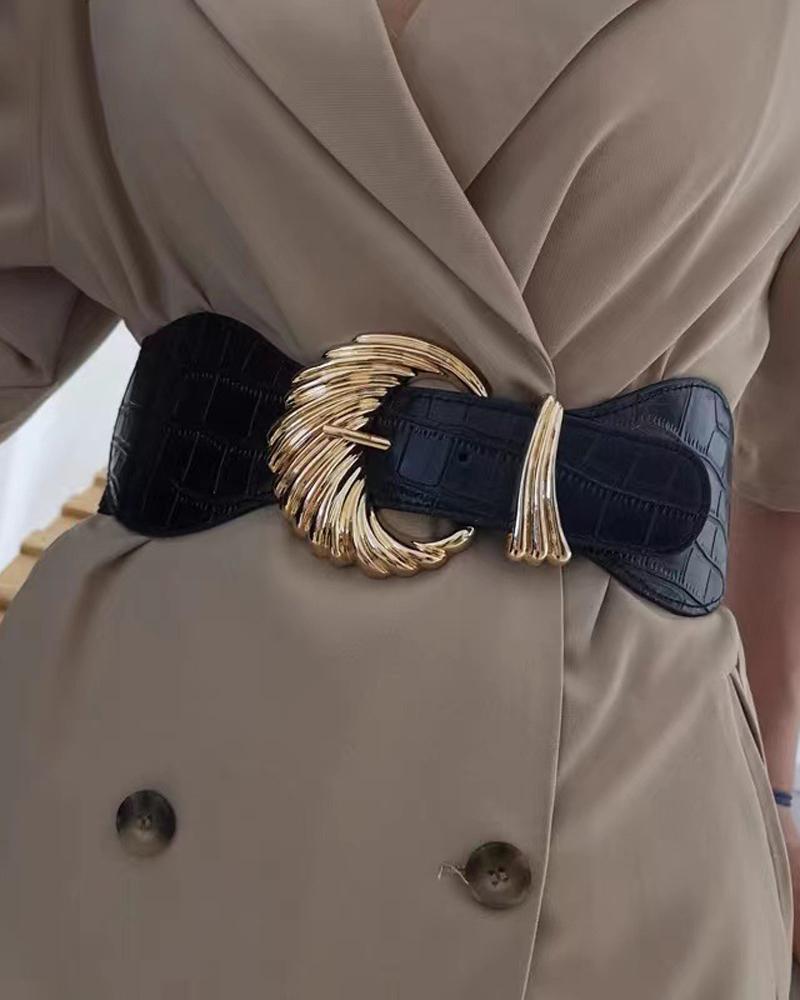 1pc Shell Shaped Buckle Elastic Wide Belt