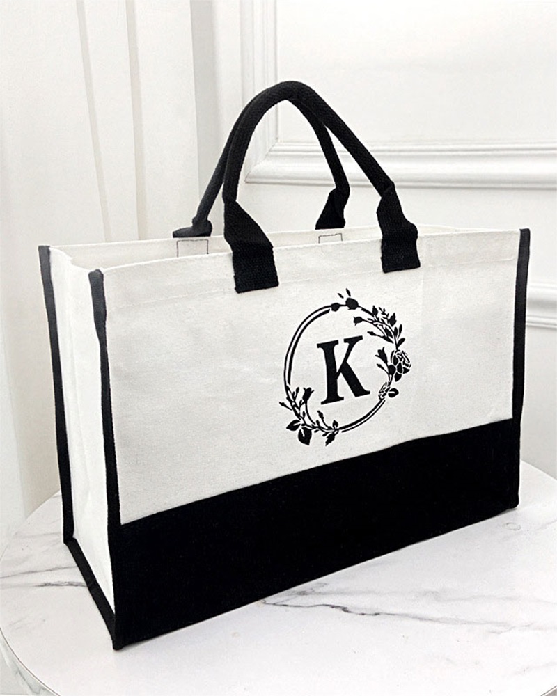 Letter Print Large Capacity Tote Bag