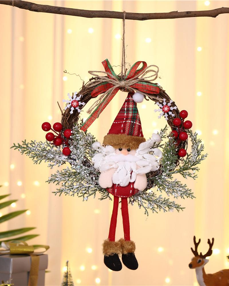 1pc Artificial Christmas Wreath For Front Door Wall Window Farmhouse Home Decoration Ornament