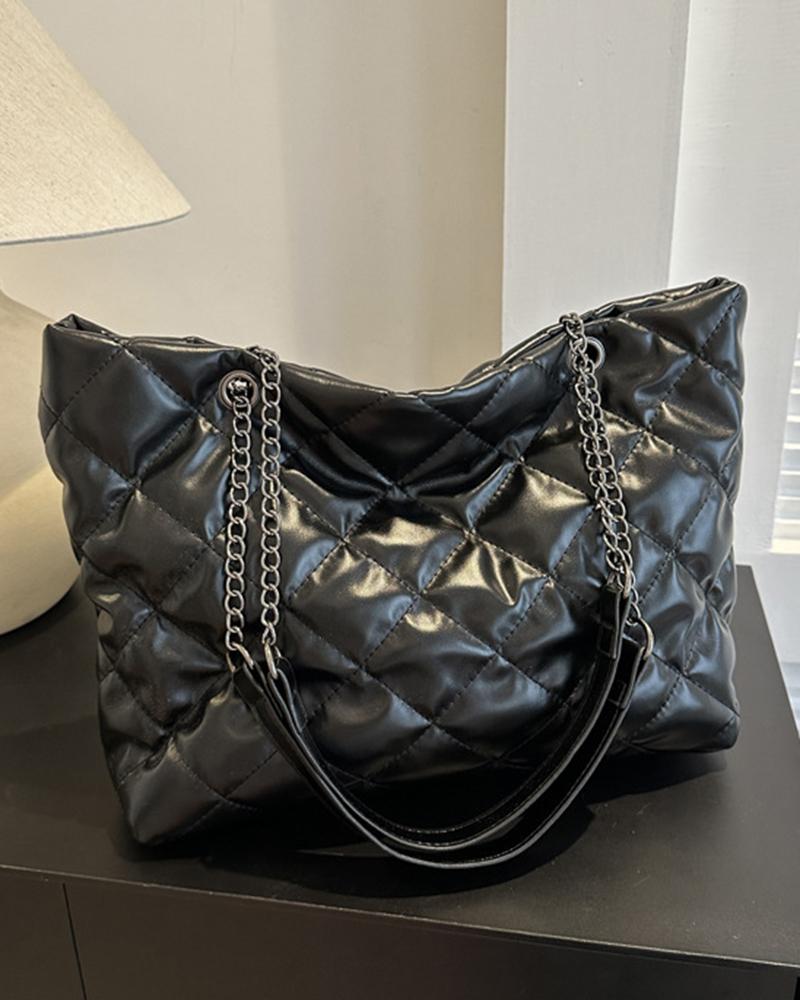 Argyle Quilted Chain Strap Shoulder Bag