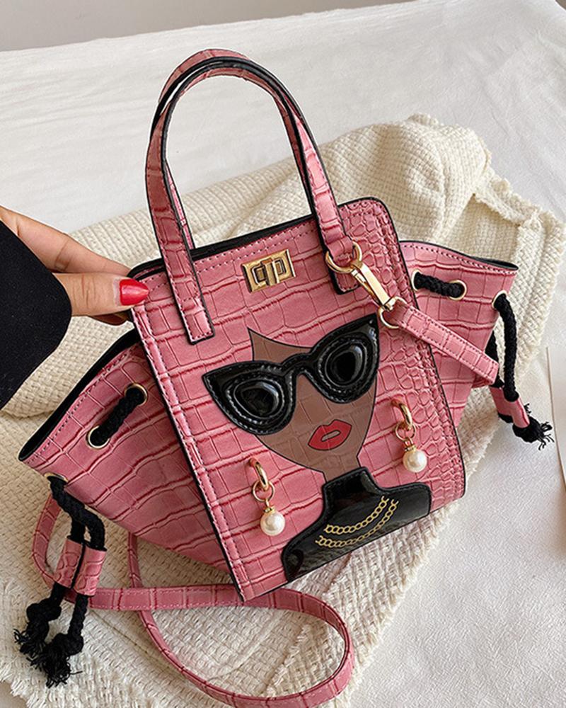 Crocodile Figure Pattern Bucket Handbag