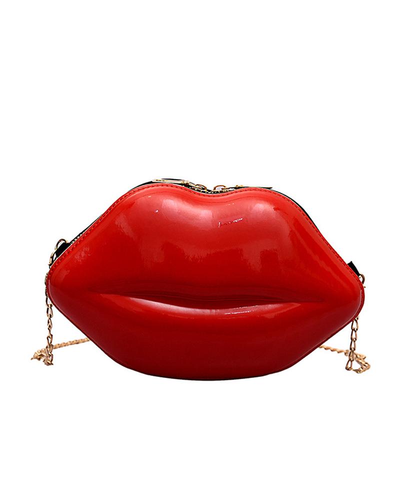 Lip Shaped Chain Crossbody Bag