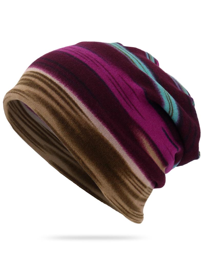 Unisex Multi-purpose Hat Neck Warmer Contrasting Colors Striped Skull Hat