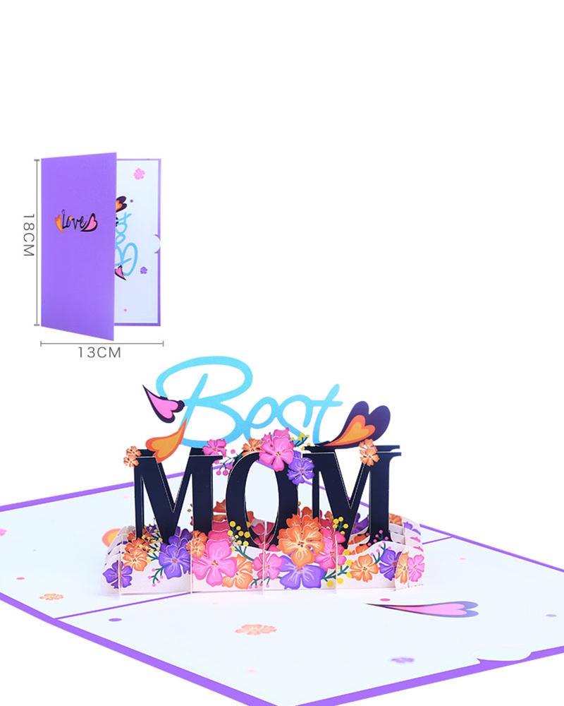 1pc Mother's Day 3D Letter Mom Pop Up Blessed Gift Card