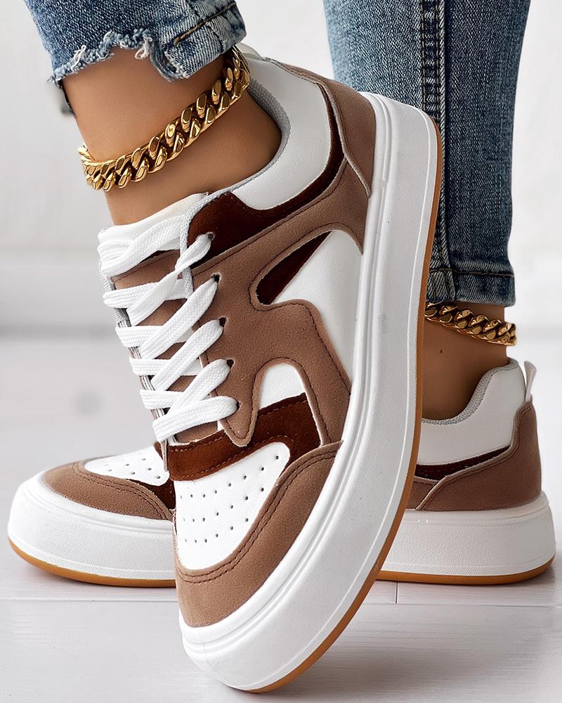 Breathable Platform Lace-up Sneakers