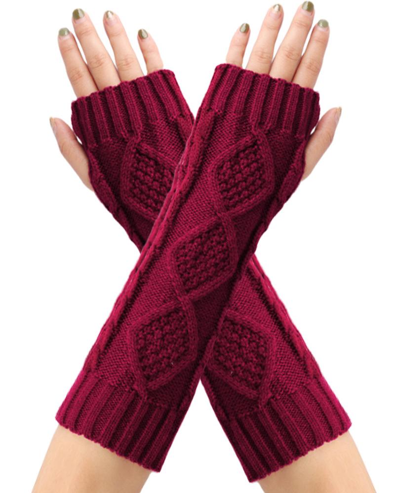 1Pair Knit Fingerless Gloves