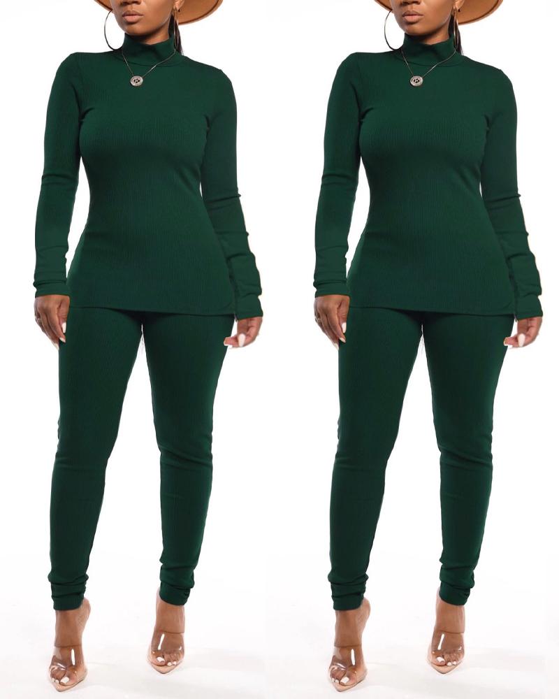 Long Sleeve High Neck Top & Pants Set