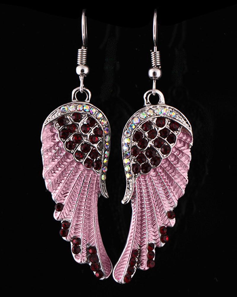1Pair Rhinestone Angel Wings Dangle Earrings Fine Jewelry