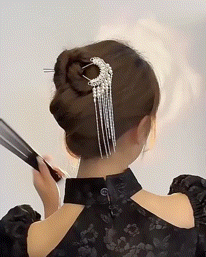 1pc Vintage Hollow Out U-Shaped Pearls Tassel Hair Pin