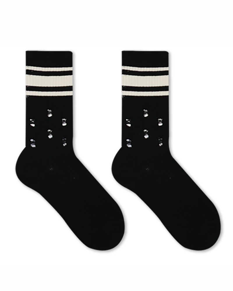 1Pair Striped Colorblock Crew Socks