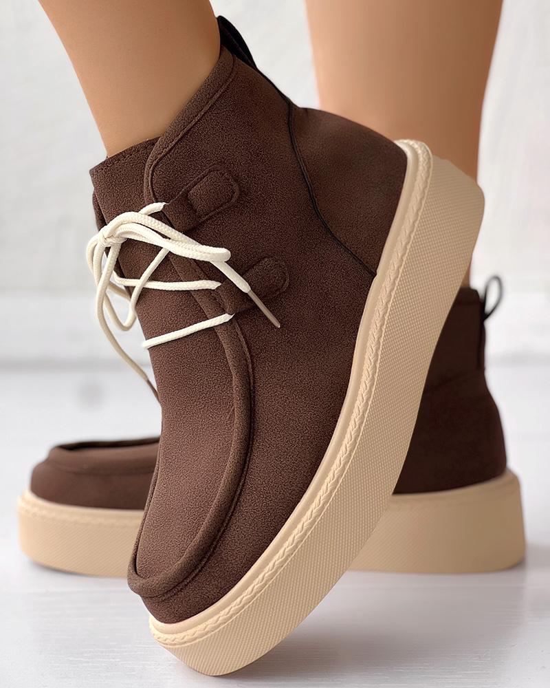 Lace-up Platform Ankle Boots