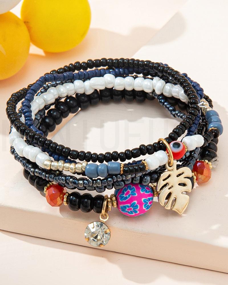 1pc Palm Leaf Beaded Bohemian Multi-Layer Bracelet