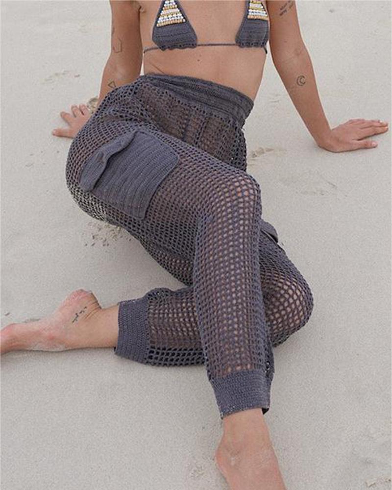 Hollow Out Pocket Design Cover Up Pants