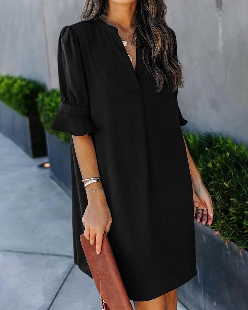 V Neck Half Sleeve Casual Dress