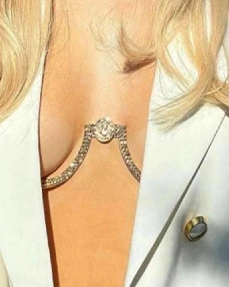 Rhinestone Decor Body Chain