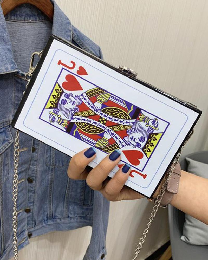 Poker Card Chain Strap Shoulder Crossbody Bag