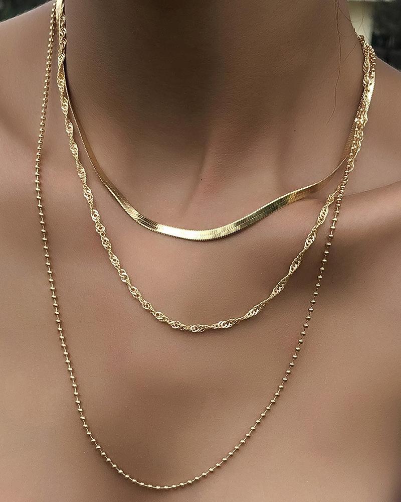 1pc Herringbone Multi-Layered Chain Necklace