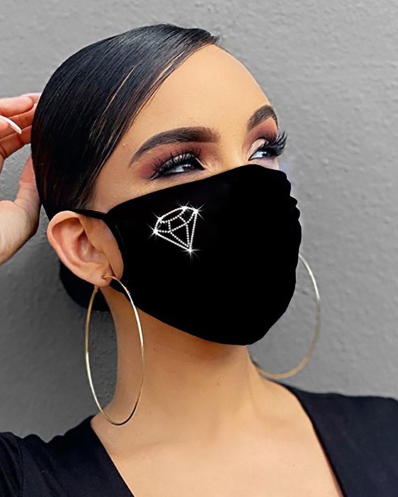 Rhinestone Decor Earloop Face Mask