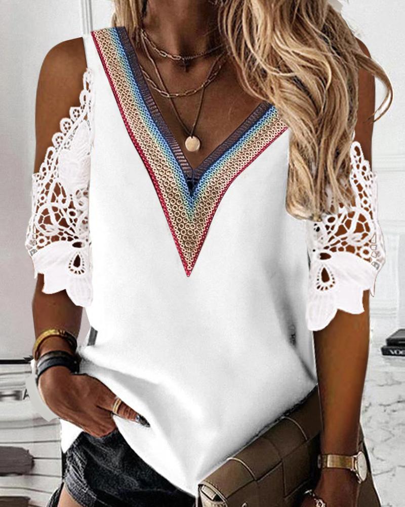 Crochet Lace Cold Shoulder Top