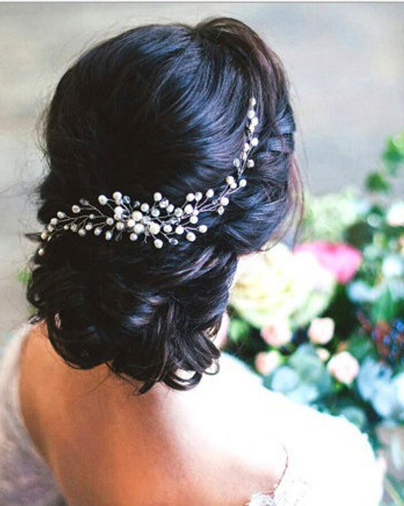 1pc Bride Wedding Hair Comb Clip Rhinestone Pearls Side Combs Headpiece Bridal Hair Accessories