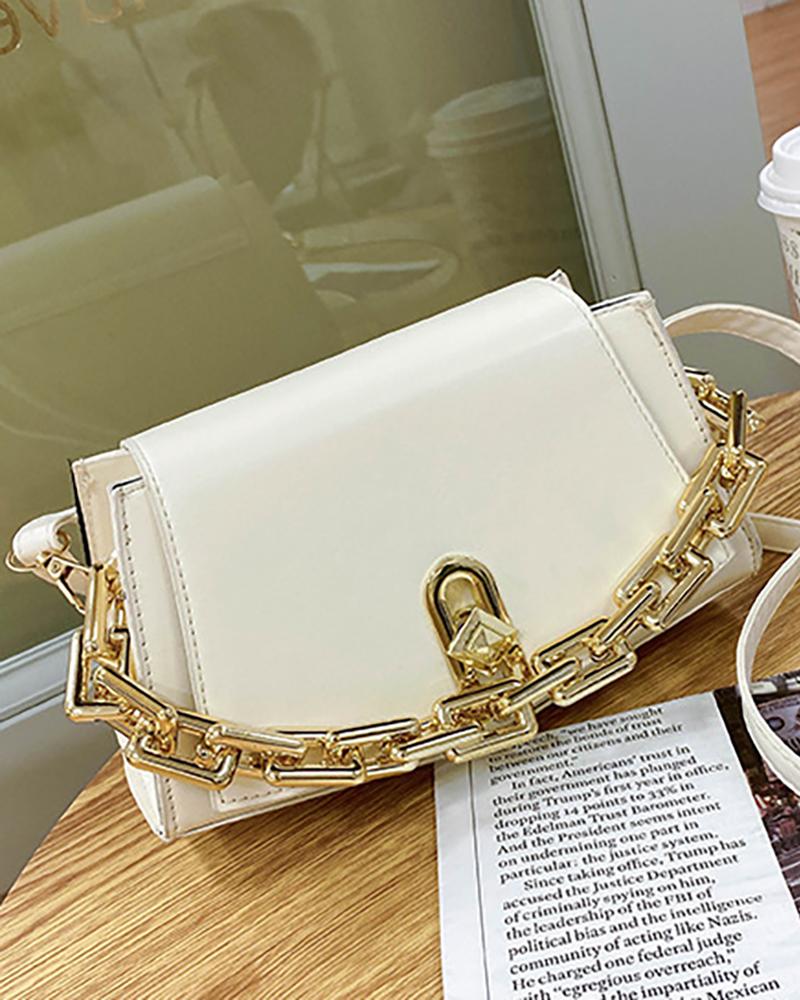 Vintage Plain Chain Handle Crossbody Bag