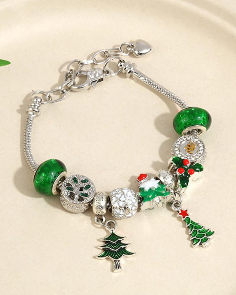  1pc Christmas Tree Berry Santa Claus Snowflake Beaded Gift Bracelet