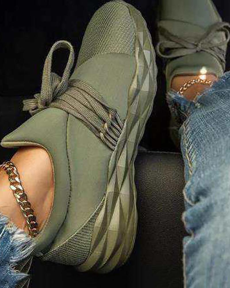 Geometry Pattern Lace-up Casual Sneaker