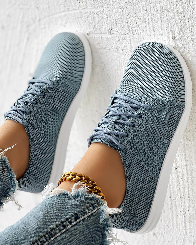 Breathable Round Toe Lace-up Sneakers