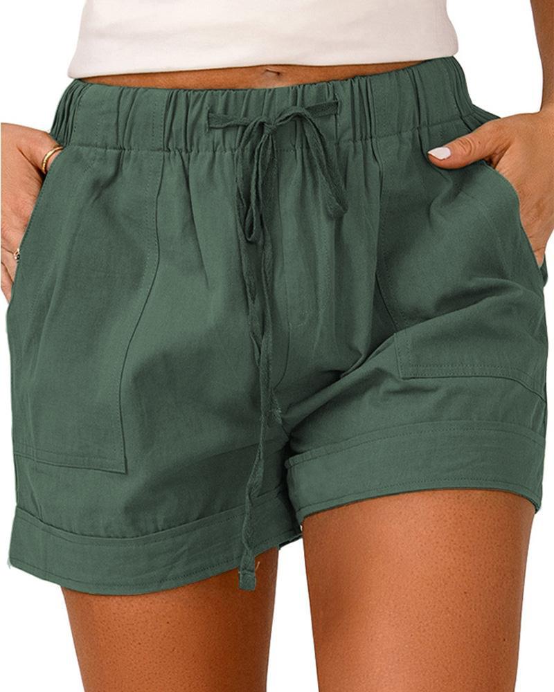  Pocket Design Drawstring Waist Shorts