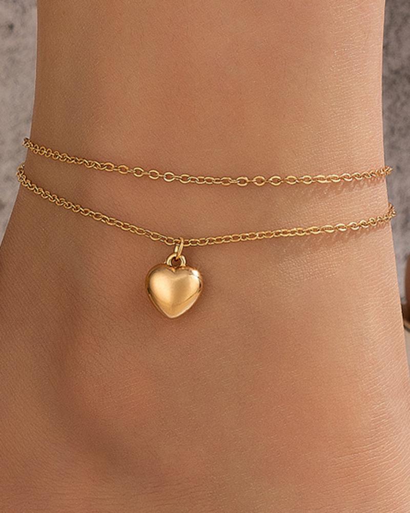   ChicMe 1pc Heart Pattern Layered Chain Anklet