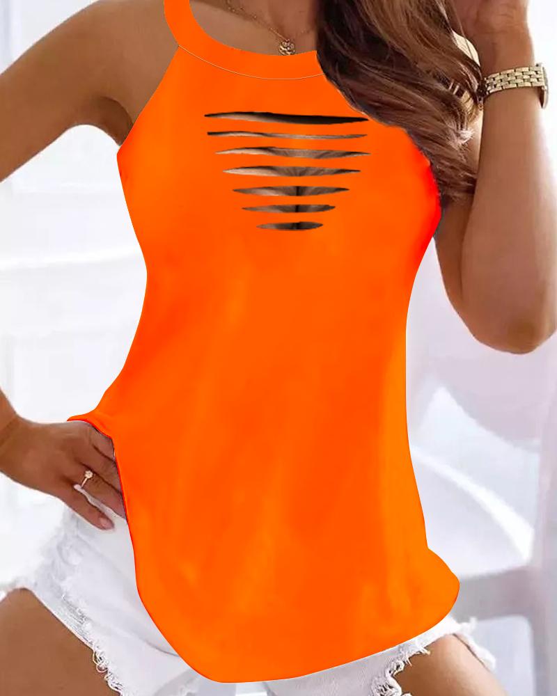 Ladder Cutout V-Neck Tank Top