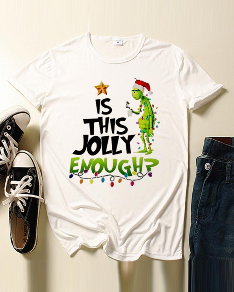 Christmas Graphic Letter Print T-shirt