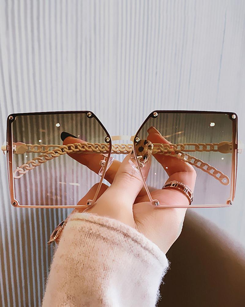   ChicMe 1Pair Studded Tinted Lens Irregular Metal Frame Sunglasses