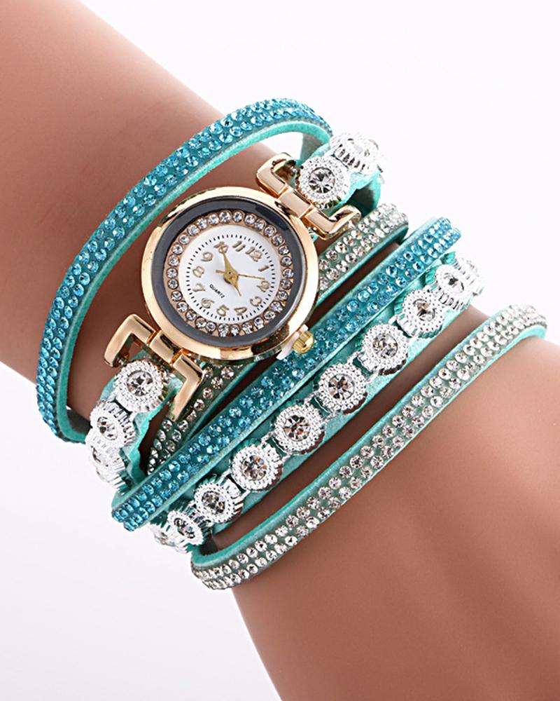 Watches  ChicMe 1pc Allover Rhinestone Stackable Bangle Quartz Watch